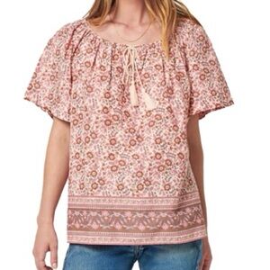 FAHERTY- NWT Floral Blouse w/ tie neck
